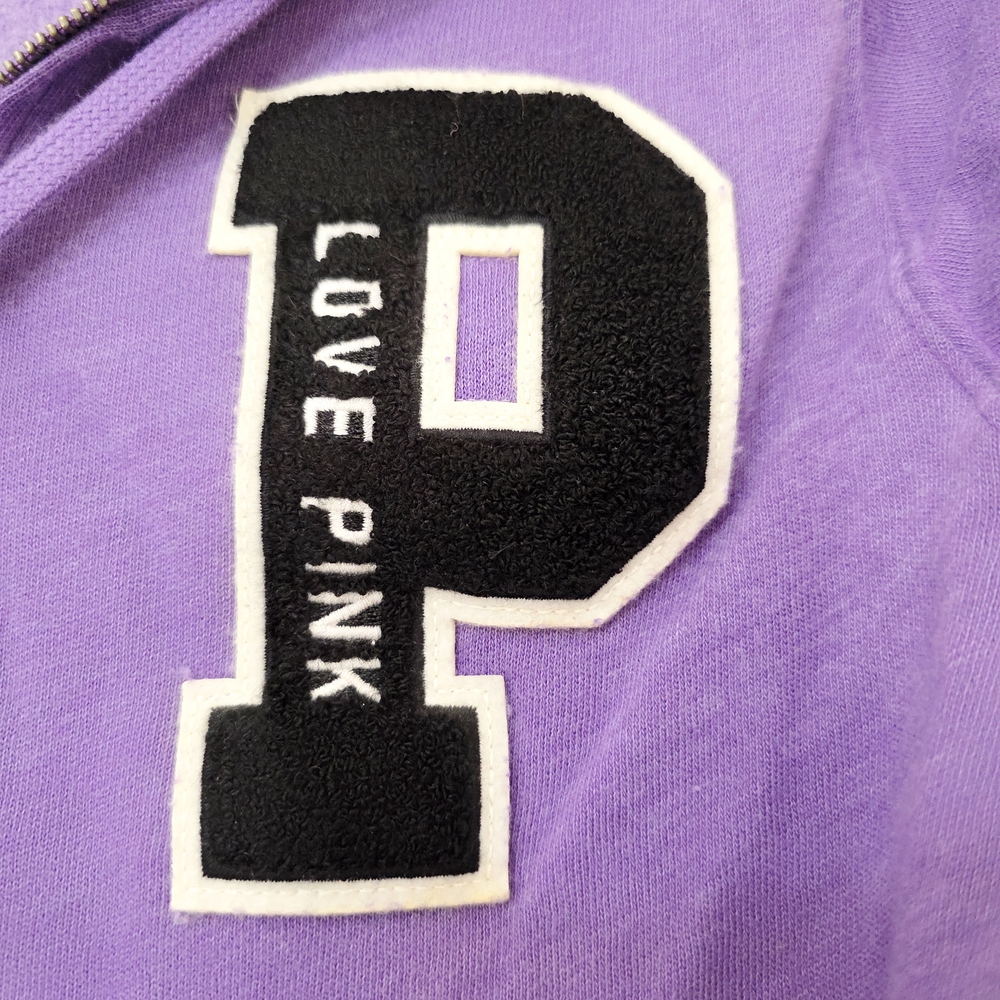 Victoria's Secret PINK Y2K Lavender Purple Black Varsity Patch Sweatsuit Set - M - Picture 3 of 8
